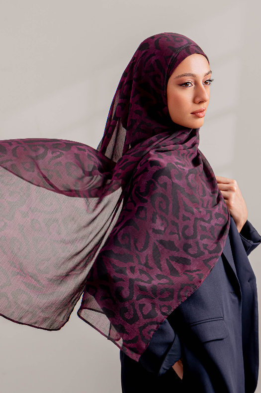 Plum Waves - Printed Plus Crinkled Chiffon&w=300&zc=1