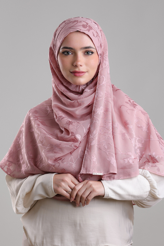 Sheikh Zayed Pale Mauve - Premium Plain Brasso Georgette