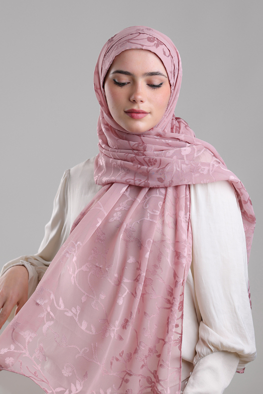 Sheikh Zayed Pale Mauve - Premium Plain Brasso Georgette
