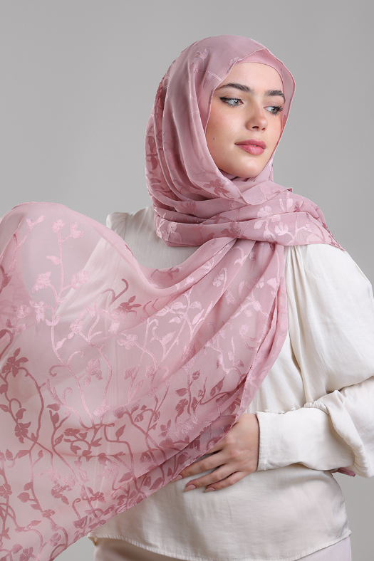 Sheikh Zayed Pale Mauve - Premium Plain Brasso Georgette