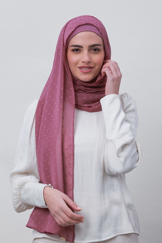 Wistful Mauve - Plain Mosaic Butti Chiffon