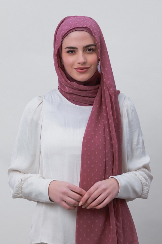 Wistful Mauve - Plain Mosaic Butti Chiffon
