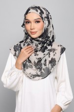 Black Bouquet - Printed Plus Crinkled Chiffon