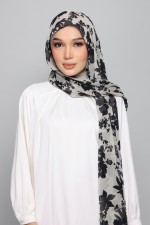 Black Bouquet - Printed Plus Crinkled Chiffon