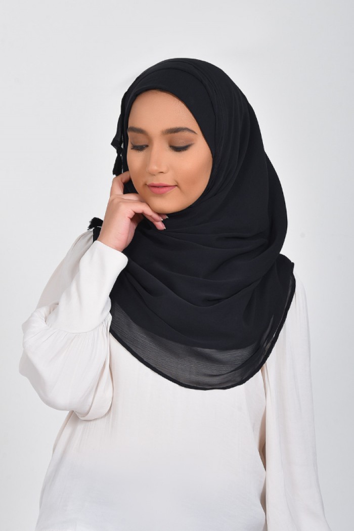 Black Beauty - Plain Smooth Chiffon