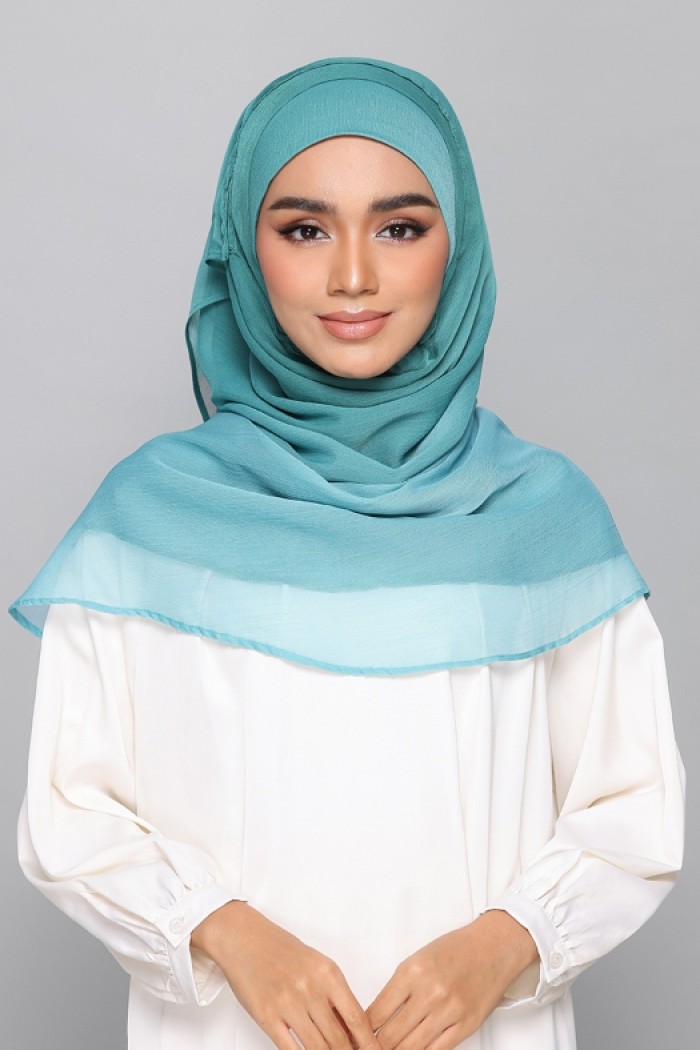 BlueGreen - Printed Plus Crinkled Chiffon