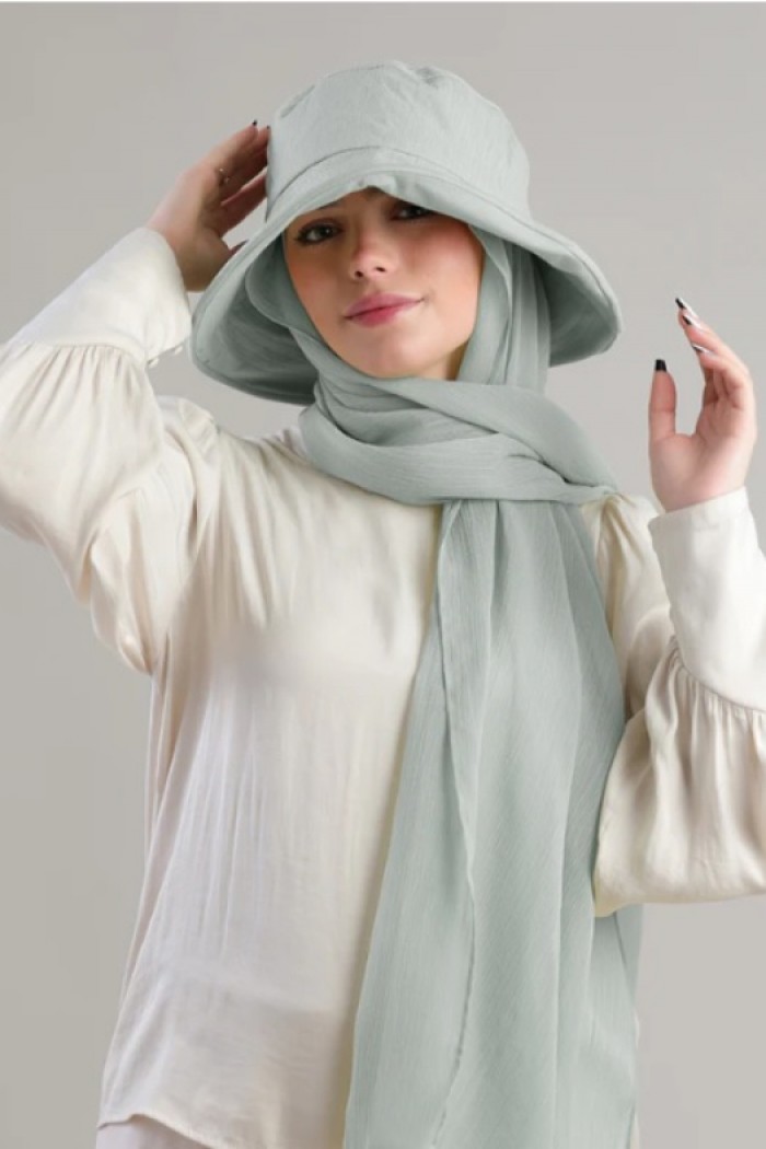 Soft Sage - Plain Crinkled Chiffon