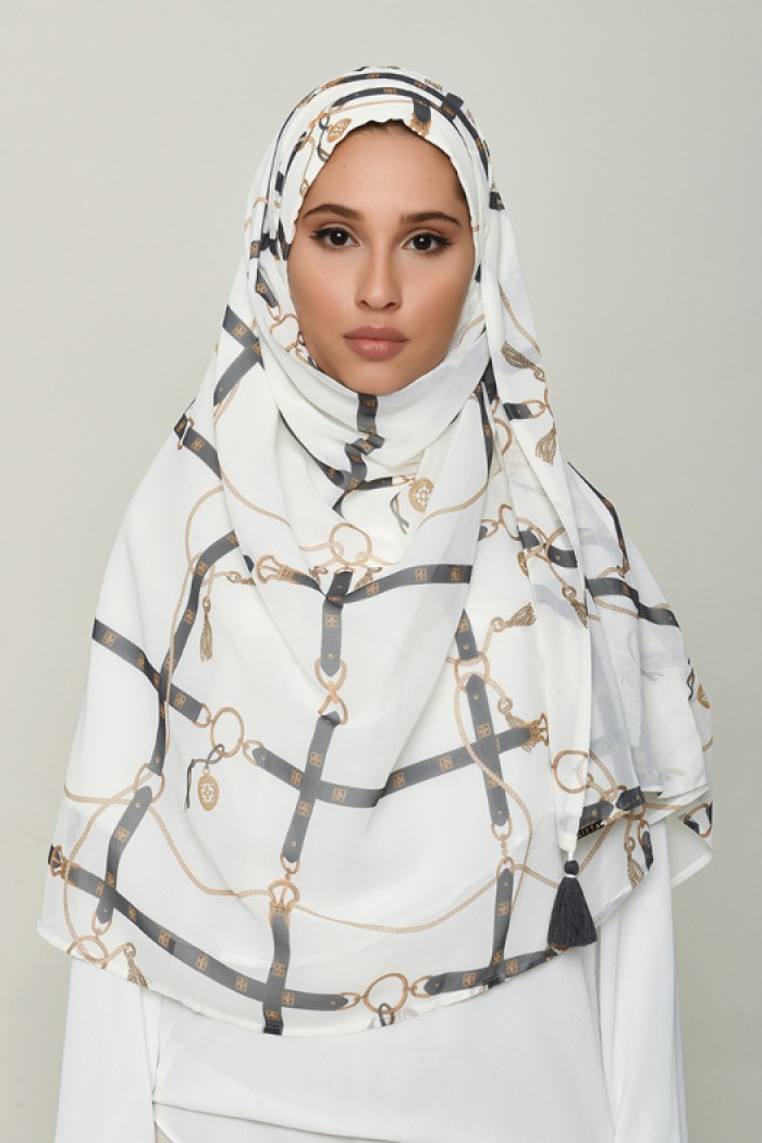 Buckle Cream - Printed Georgette