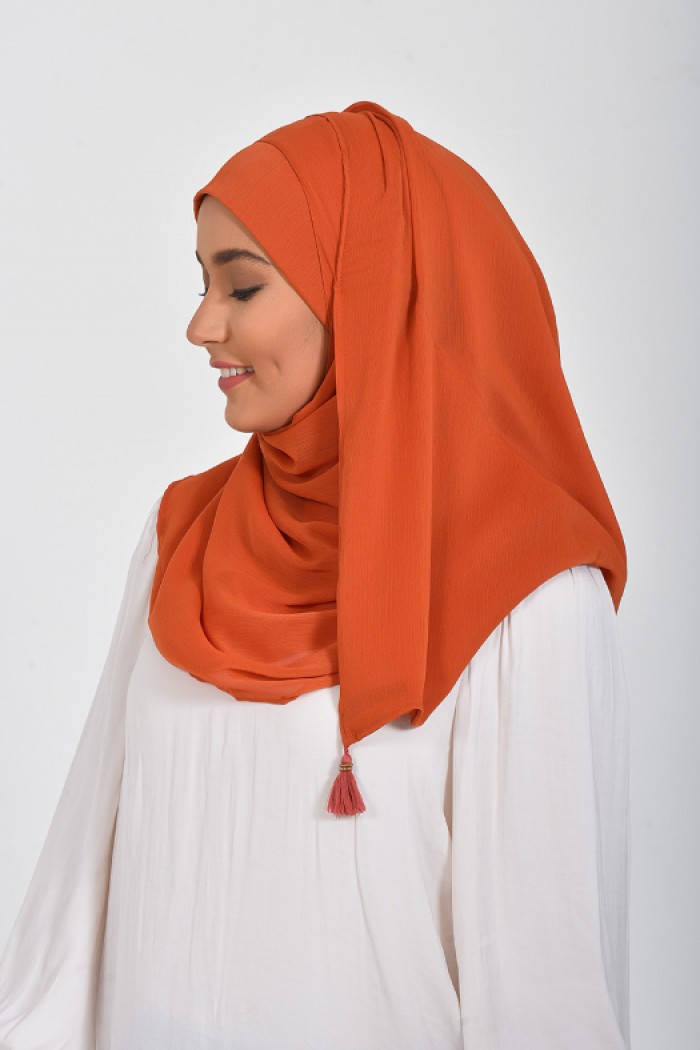 Burnt Brick - Plain Smooth Chiffon