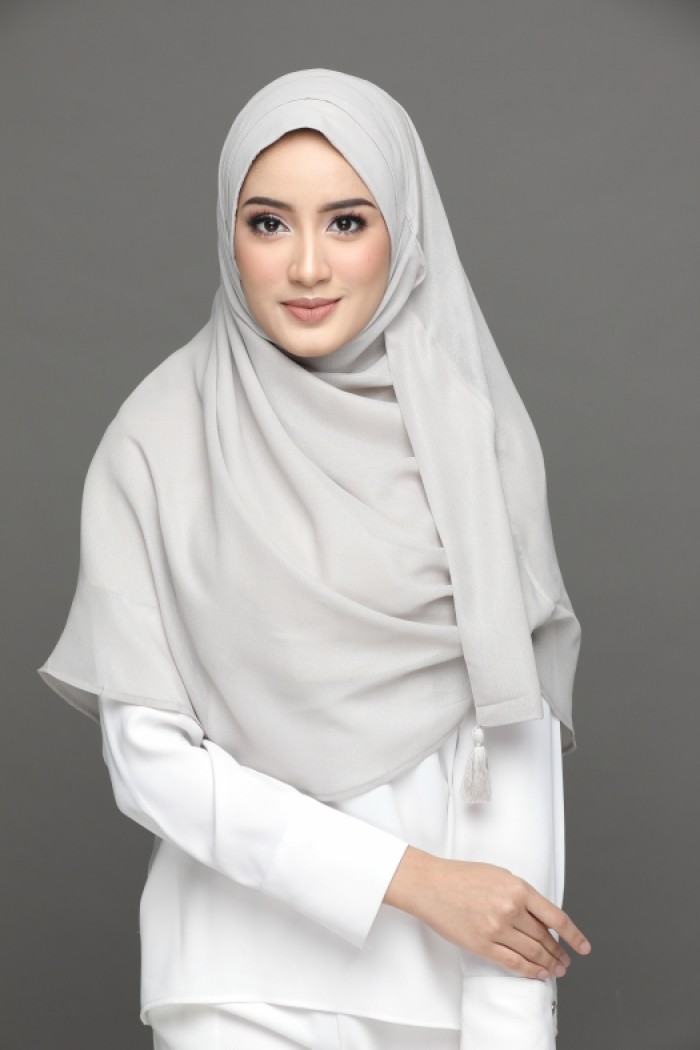 Silver Cloud - Plain Silver Georgette