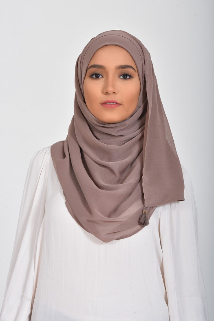 Deep Taupe - Plain Smooth Chiffon