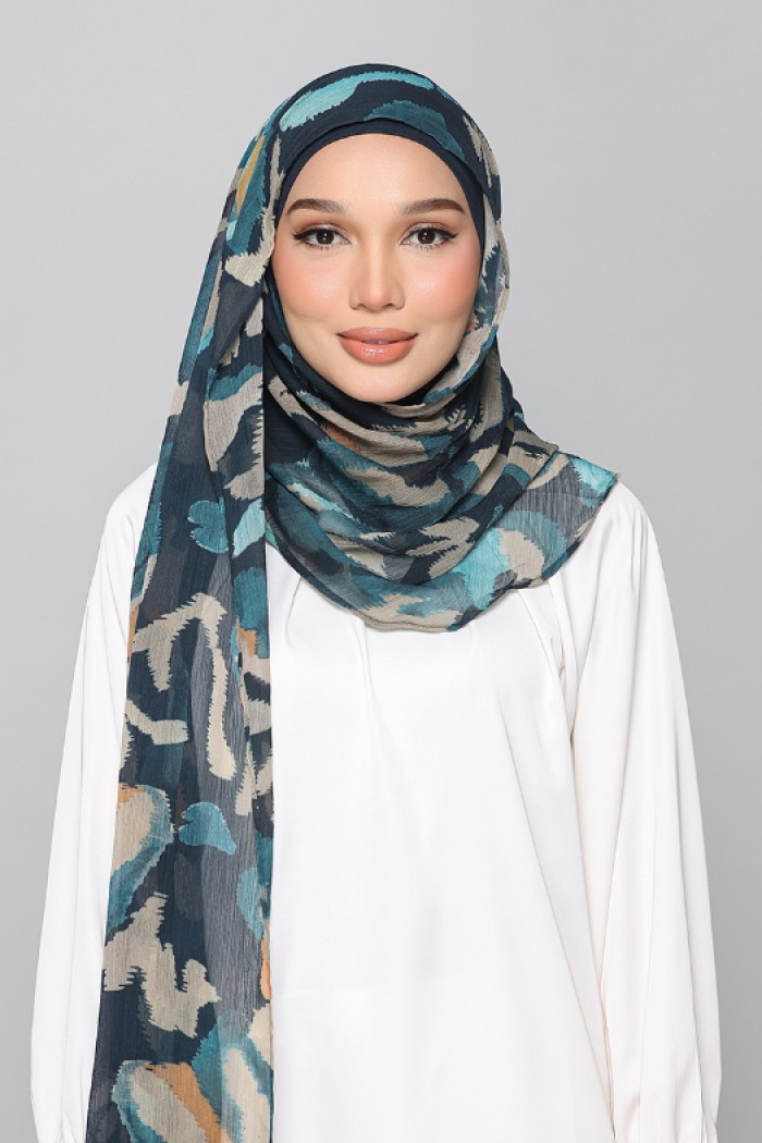 Emerald Camouflage - Printed Plus Crinkled Chiffon