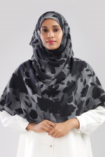 Florya Black - Printed Plus Crinkled Chiffon