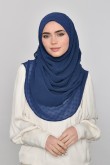 French Navy - Plain Mosaic Butti Chiffon