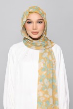 Golden Ikat - Printed Plus Crinkled Chiffon