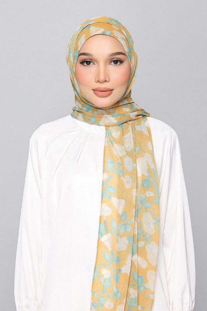 Golden Ikat - Printed Plus Crinkled Chiffon