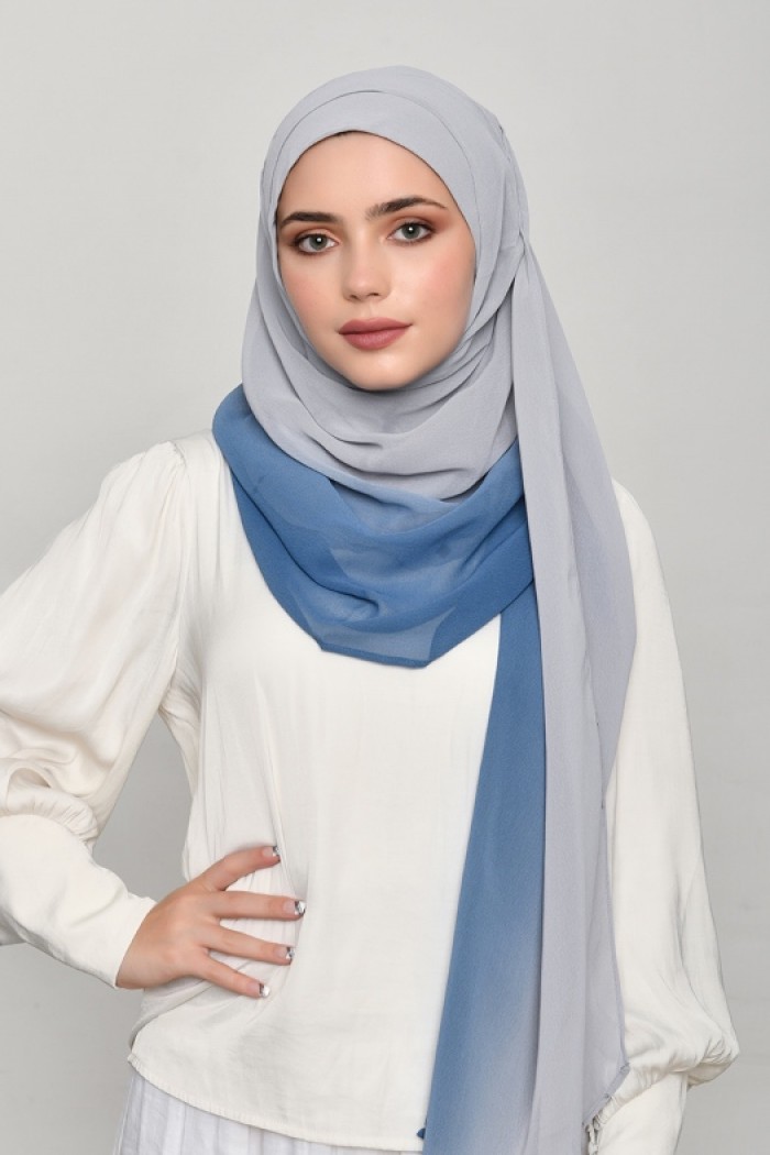 GrayBlue- Plain Georgette