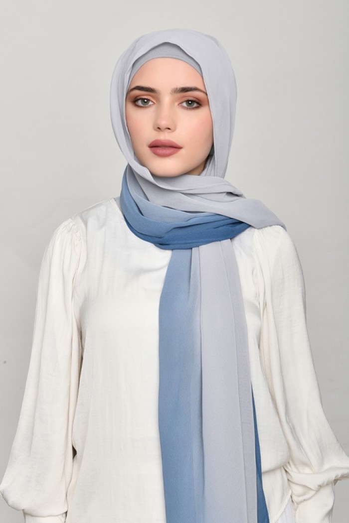 GrayBlue- Plain Georgette