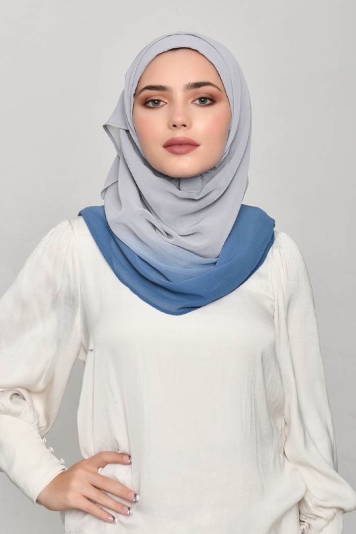 GrayBlue- Plain Georgette