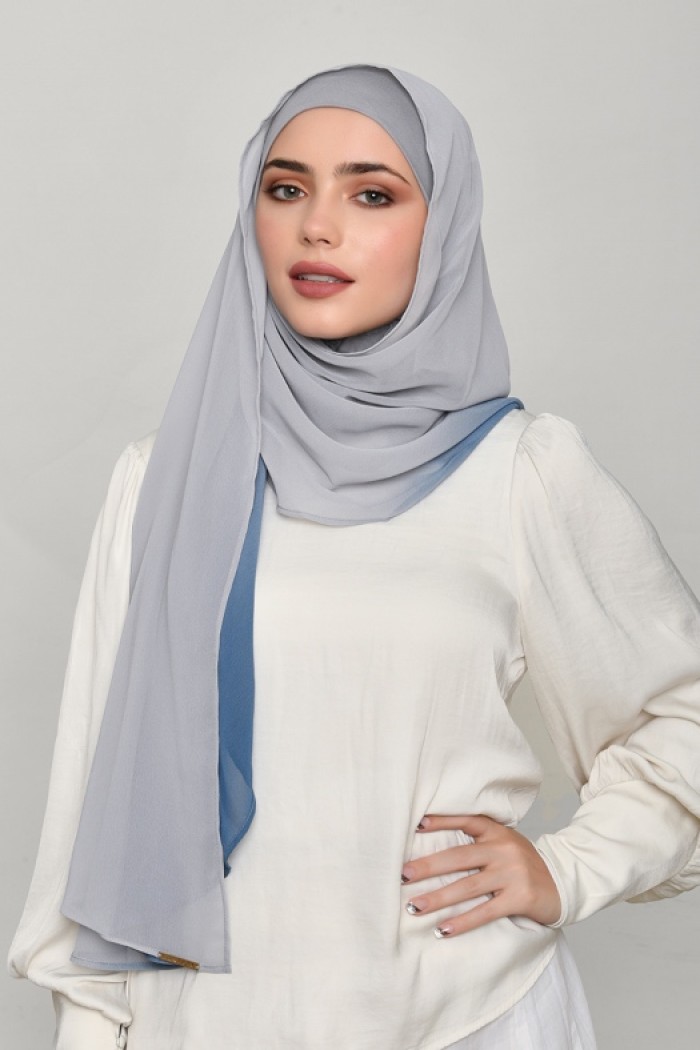 GrayBlue- Plain Georgette