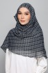 Houndstooth Charcoal - Printed Plus Crinkled Chiffon