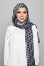 Houndstooth Charcoal - Printed Plus Crinkled Chiffon