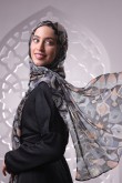 Hassan II Black - Printed Plus Crinkled Chiffon with Foil