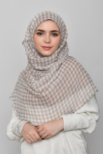 Houndstooth Beige - Printed Plus Crinkled Chiffon