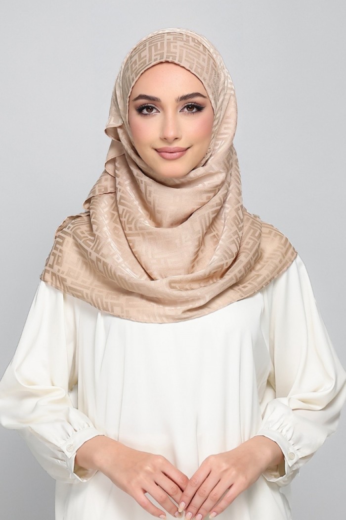 Monogram Hazel - Premium Plain Jacquard Crepe Satin