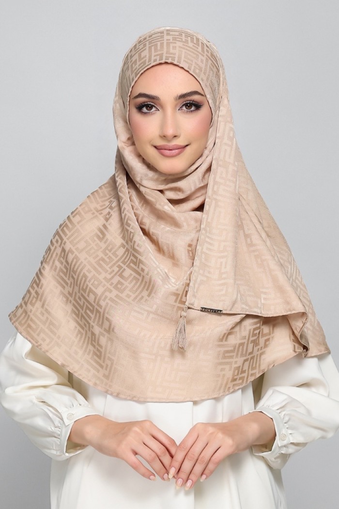 Monogram Hazel - Premium Plain Jacquard Crepe Satin