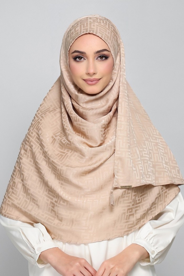 Monogram Hazel - Premium Plain Jacquard Crepe Satin