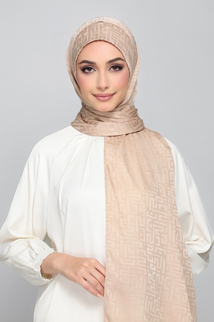 Monogram Hazel - Premium Plain Jacquard Crepe Satin