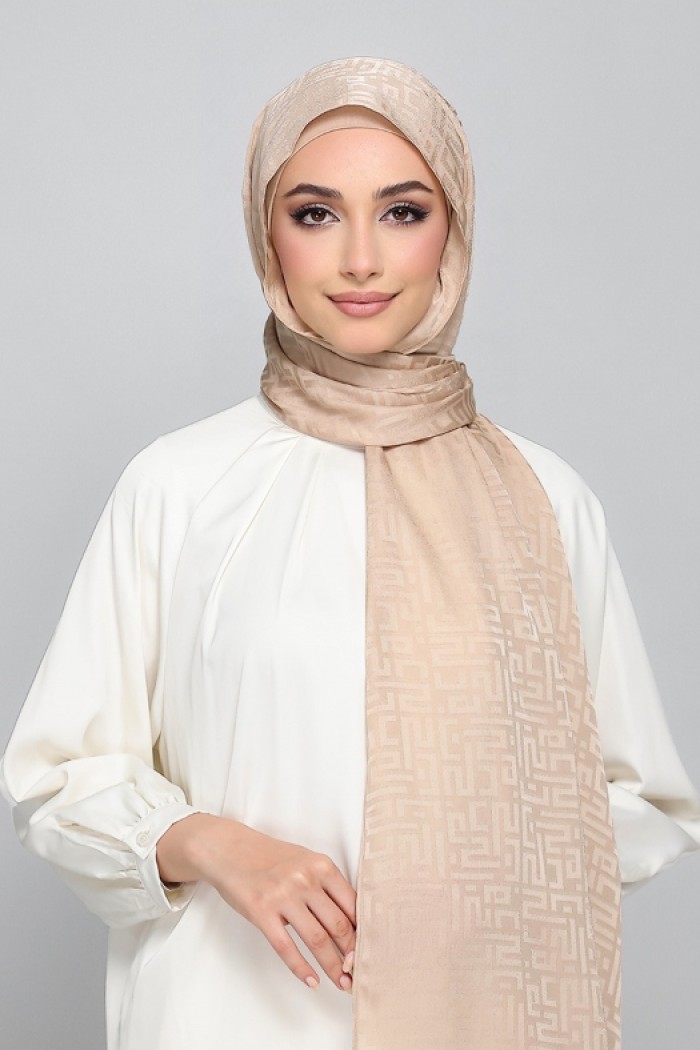 Monogram Hazel - Premium Plain Jacquard Crepe Satin