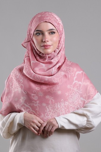 Putra Pink - Printed Plus Crinkled Satin Chiffon