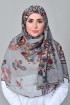 Kashmir Gray - Printed With Pompoms Mosaic Chiffon