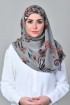 Kashmir Gray - Printed With Pompoms Mosaic Chiffon