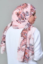 Kashmir Pink - Printed With Pompoms Mosaic Chiffon