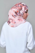 Kashmir Pink - Printed With Pompoms Mosaic Chiffon