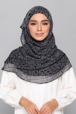 Monogram Black - Printed Plus Crinkled Chiffon