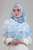 Monogram Blue - Printed Plus Crinkled Chiffon