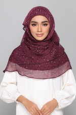 Monogram Maroon - Printed Plus Crinkled Chiffon