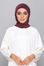 Monogram Maroon - Printed Plus Crinkled Chiffon