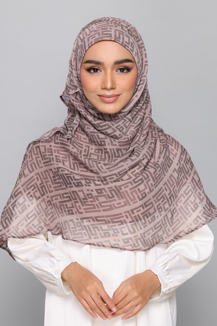 Monogram Taupe - Printed Plus Crinkled Chiffon