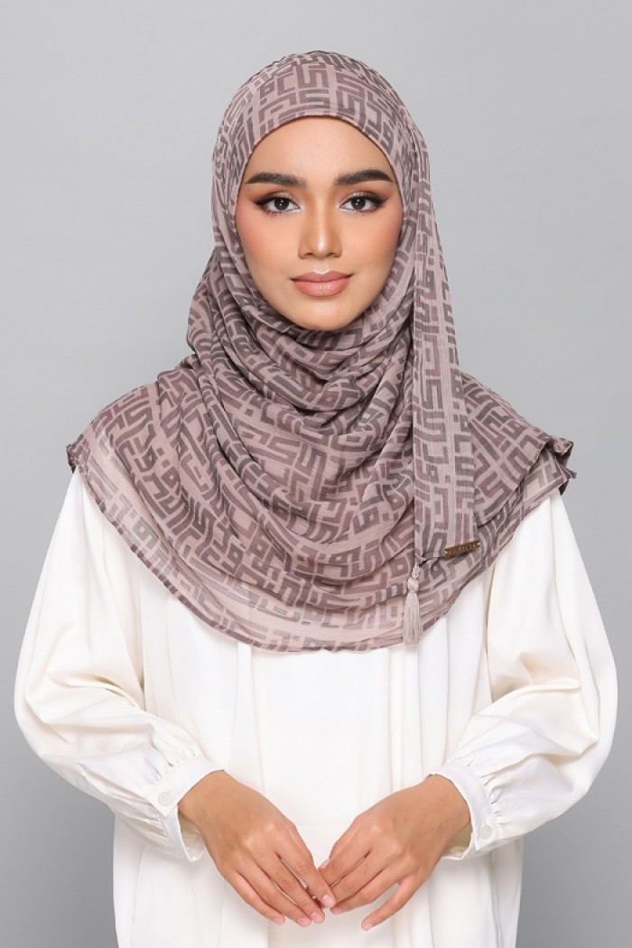 Monogram Taupe - Printed Plus Crinkled Chiffon