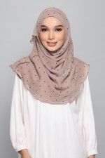 Polka Taupe - Plain Velvet on Chiffon