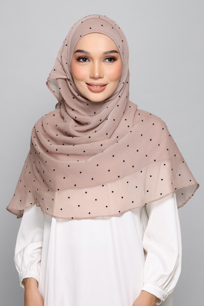 Polka Taupe - Plain Velvet on Chiffon