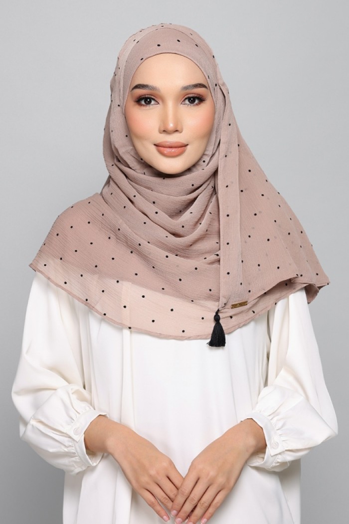 Polka Taupe - Plain Velvet on Chiffon