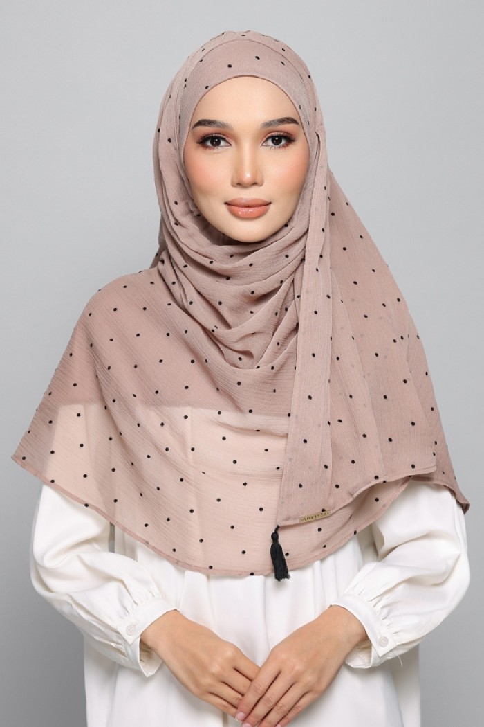 Polka Taupe - Plain Velvet on Chiffon