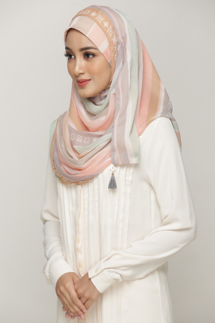 Pastel Stripes - Printed Smooth Chiffon