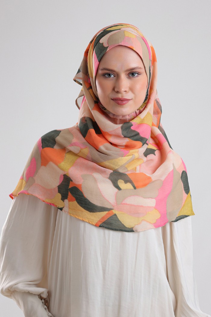 Petal Glow - Printed Plus Crinkled Chiffon